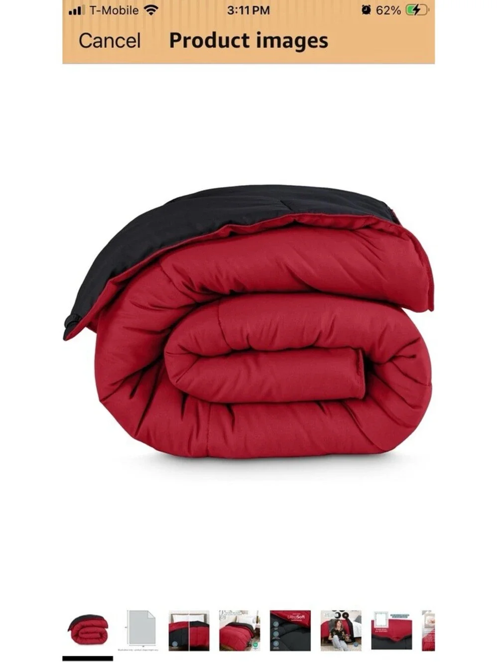 King Size Reversible Comforter - Black/red New In Bag